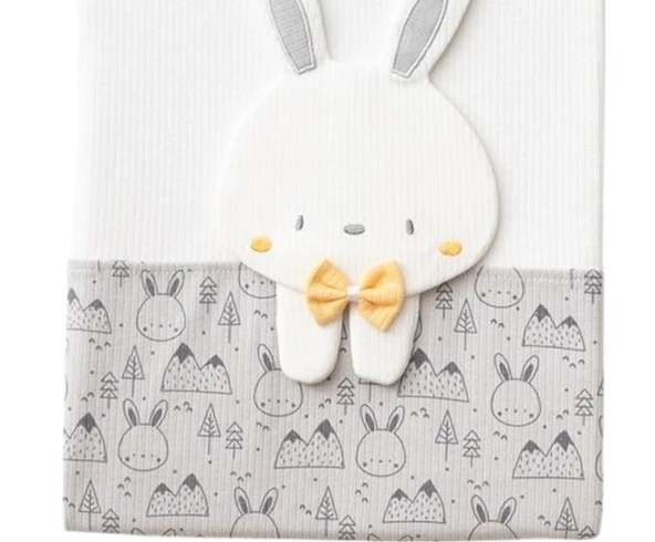 BUNNY LuX Penye Bebek Battaniyesi %100 Pamuk 85x90 cm Yumuşak ve Nefes Alabilir Örtü Hediyelik - 4