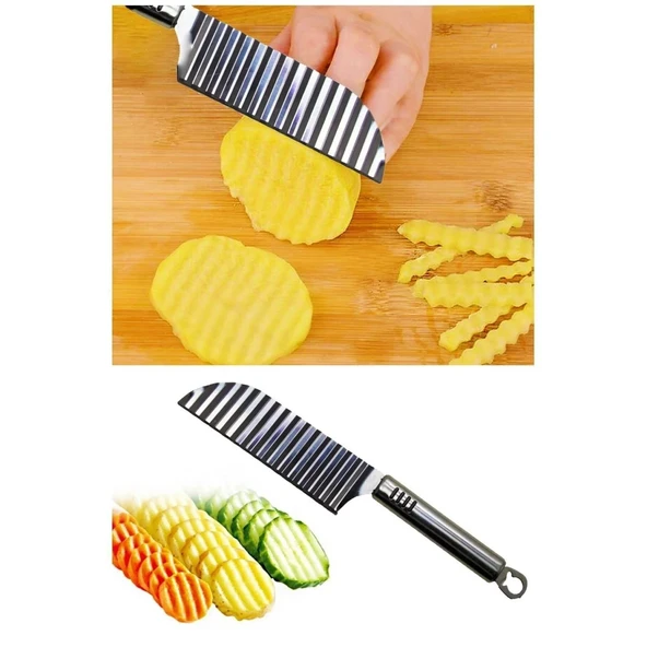 Tırtıklı Patates Kesme Bıçağı - Şekilli Sebze ve Meyve Dilimleyici - 8