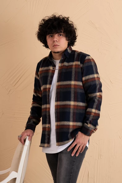 MUGİ SLİMFİT EKOSELİ ERKEK ODUNCU GÖMLEK - Resim 3