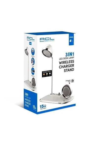 Acl 3in1, 15 Watt Wireless, Masa Lambalı, Şarj Standı AW6 - 1