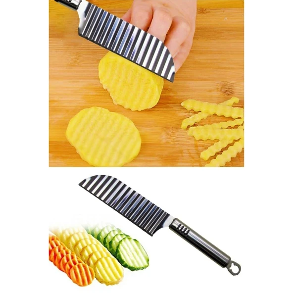 Tırtıklı Patates Kesme Bıçağı - Şekilli Sebze ve Meyve Dilimleyici - 9