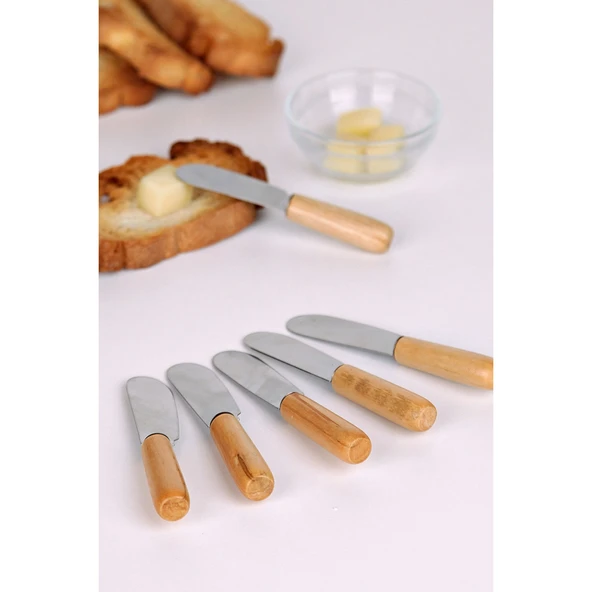 Tereyağı Bıçağı - Mini Spatula Ahşap Saplı 6 Adet - 2