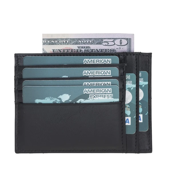 Zip Deri Fermuarlı Kartlık ZPCH RST1 Siyah - 4