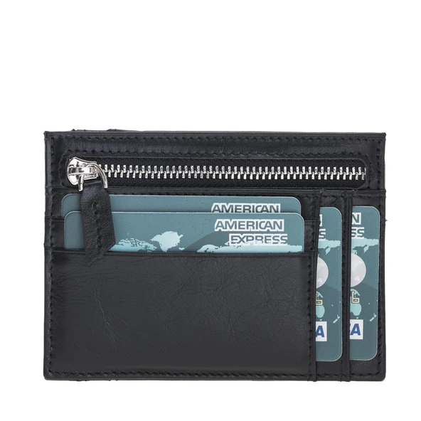 Zip Deri Fermuarlı Kartlık ZPCH RST1 Siyah - 2