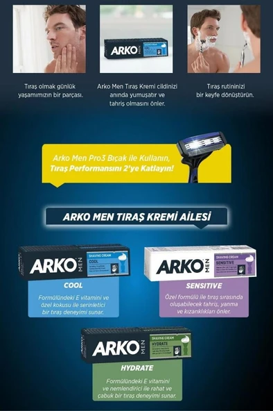 Arko Men Tıraş Kremi 100 Ml Hydrate - 3