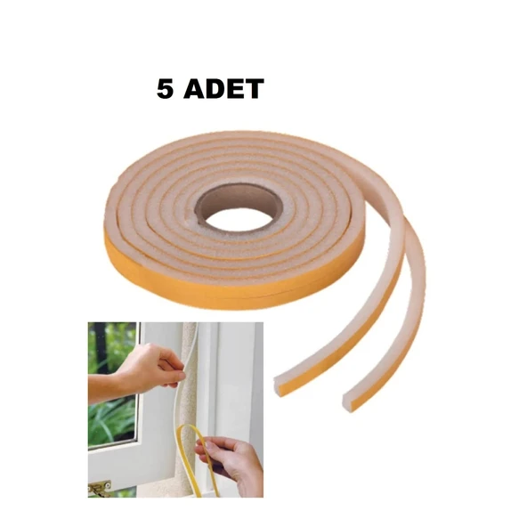 5 Adet Pencere Isı Yalıtım Süngeri Yapışkanlı Pencere Rüzgar Bandı (5 Adet x 5Metre) - 4