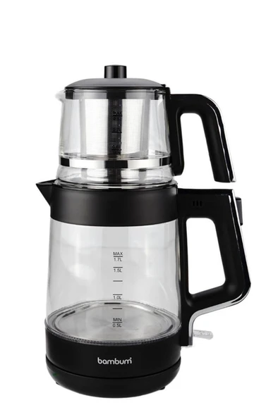 Bambum Zelda - Cam Hazneli Çay Makinesi Siyah - 2