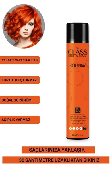 Class Saç Spreyi B5 Ultra Strong Turuncu 400 Ml - 3