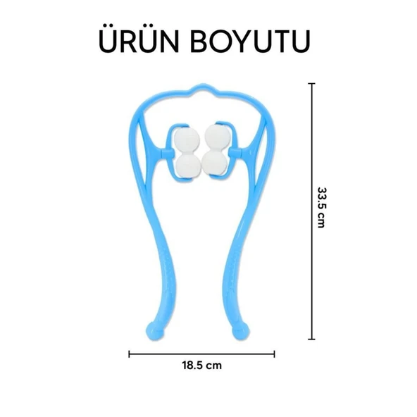 Boyun Bacak Ayak Bel Masaj Aleti Çok Fonksiyonlu Manuel 4 Tekerlekli - Mavi - 4