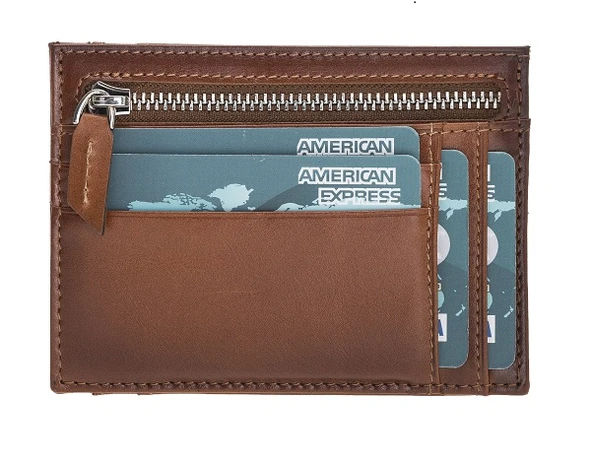 Zip Deri Fermuarlı Kartlık ZPCH RST2EF Taba - 2