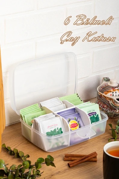 Porsima 1178-1 Premium 6 Bölmeli Poşet Çay Kutusu Sallama Çay Kutusu Beyaz - 2