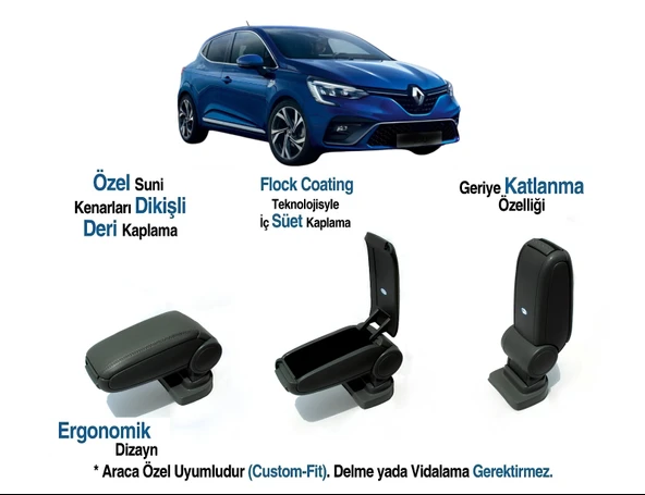 CLIO MK5  ARACA ÖZEL KOL DAYAMA VİDASIZ KOLÇAK 2019 2020 2021 2022 2023 2024 2025 ürün görseli 1