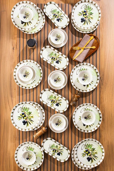 Perotti Olives 28 Parça Kahvaltı Seti 12 Kişilik Kahvaltı Takımı