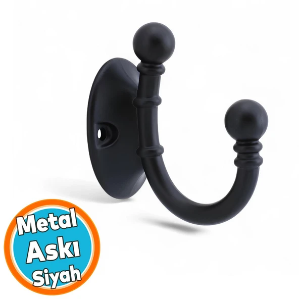 Vestiyer Dolap Askılık Askılığı Duvar Banyo Mutfak Elbise Kıyafet Çanta Askısı Askı Siyah