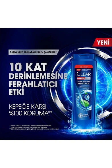 Clear Cool Sport Mentol Erkek Şampuan 600 Ml - 2