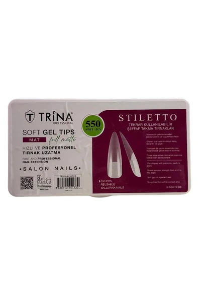 Trina Profesyonel Soft Jel Mat Tırnak 550'li Paket Stiletto
