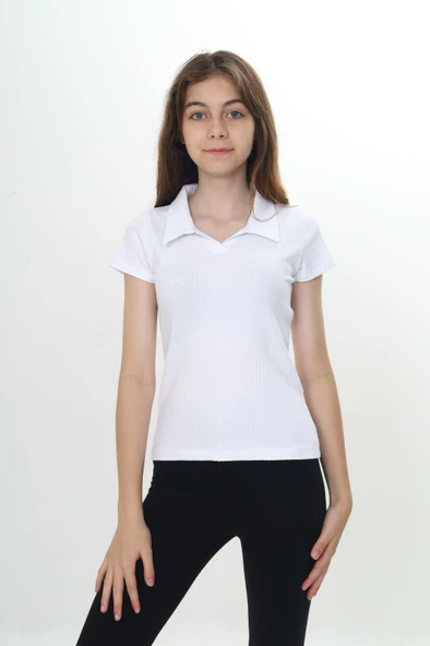 Toontoy Kız Çocuk Okul Polo Yaka Fitilli Tişört - 5