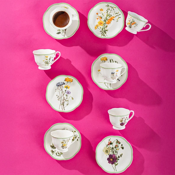 Perotti Secret Garden 6 Kişilik 12 Parça Porselen Fincan Takımı - 3