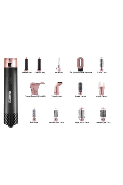Powertec TR-6666 Ionic Serisi Multi-Styler Saç Şekillendirici & Saç Kurutma Seti 13in1 Profesyonel Set - 3