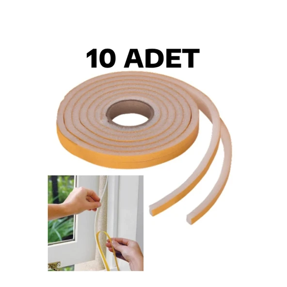 10 Adet Pencere Isı Yalıtım Süngeri Yapışkanlı Pencere Rüzgar Bandı (10 Adet x 5Metre) - 6
