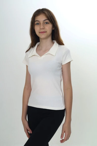 Toontoy Kız Çocuk Okul Polo Yaka Fitilli Tişört - 2