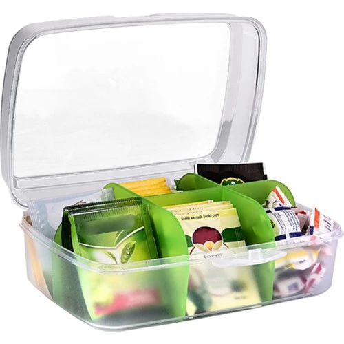 Porsima 1178 Premium 6 Bölmeli Poşet Çay Kutusu Sallama Çay Kutusu Yeşil