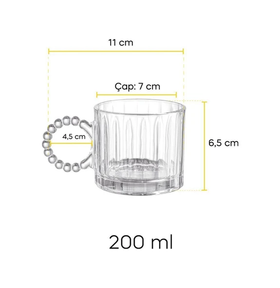 Ringo Line 4'lü Boncuk Kulplu 200ml Kupa - 6