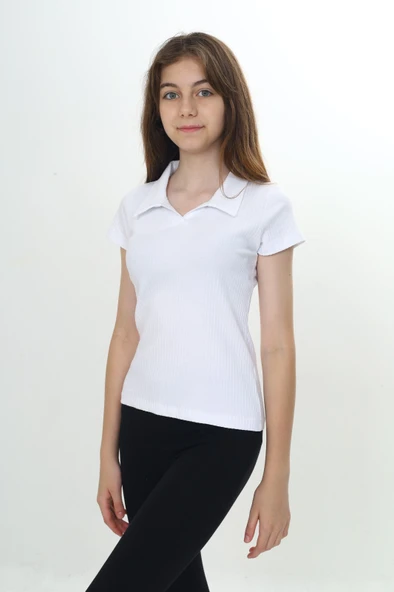 Toontoy Kız Çocuk Okul Polo Yaka Fitilli Tişört - 8