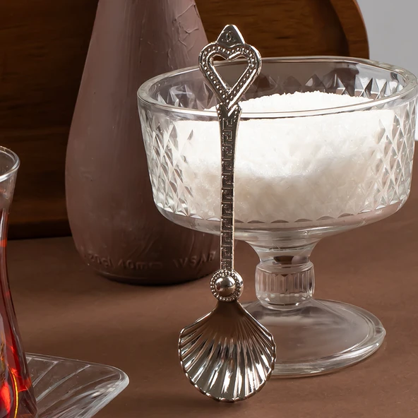 Porsima 4320 3lu Gümüş Metal Deniz Kabuğu Şeker Kaşığı - 2