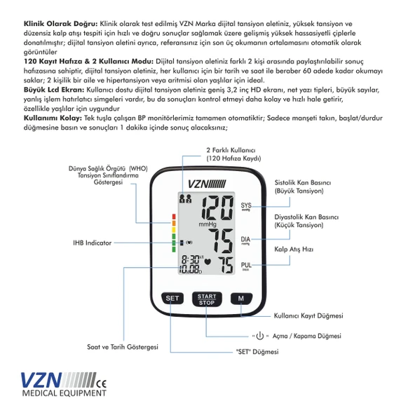 VZN BİLEKTEN TANSİYON ALETİ-KONUŞAN-5 YIL GARANTİ DBP-2141 - 4