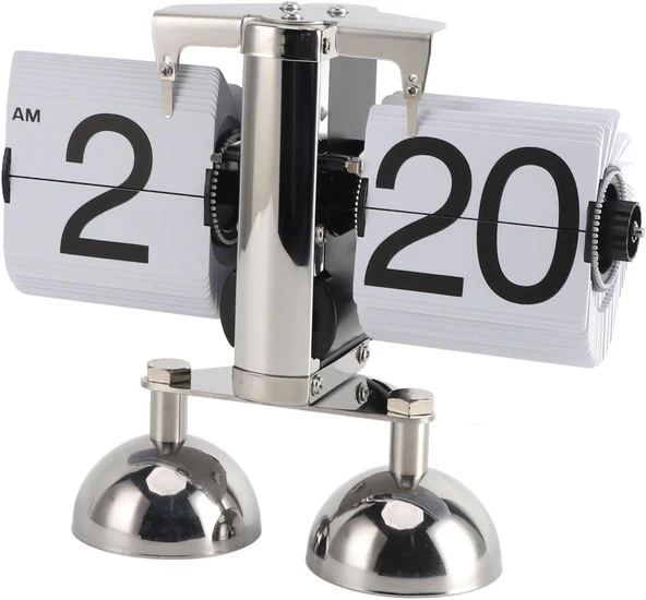 Valkyrie Retro Metanik Yaprak Saat Ev Ofis Masa Saati Paslanmaz Çelik Çift Bacak Beyaz - 2