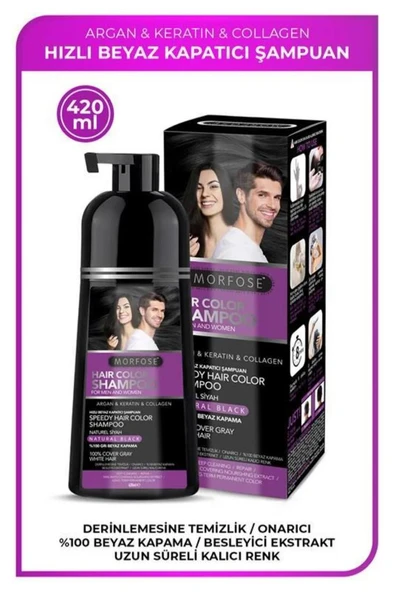 Morfose Siyahlaştırıcı Şampuan Argan Keratin Kolajen Büyük Boy 420 Ml ürün görseli