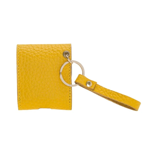 Apple AirPods 2.nesil Uyumlu Deri Kılıf Mai Snap FL12 Sarı ürün görseli 1