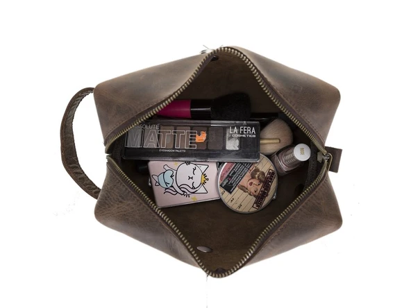 Deri Bakım Ve Seyahat Çantası, M Beden, G6 Kahverengi - 6