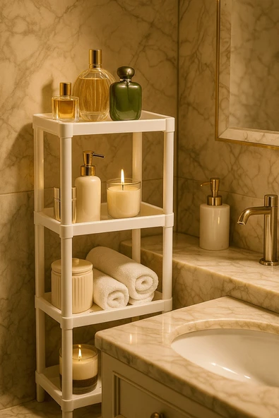 Flex Elite Pro 4 Katlı Beyaz Çok Amaçlı Raf Ünitesi – Banyo ve Mutfak Düzenleyici Raf & Organizer - 4