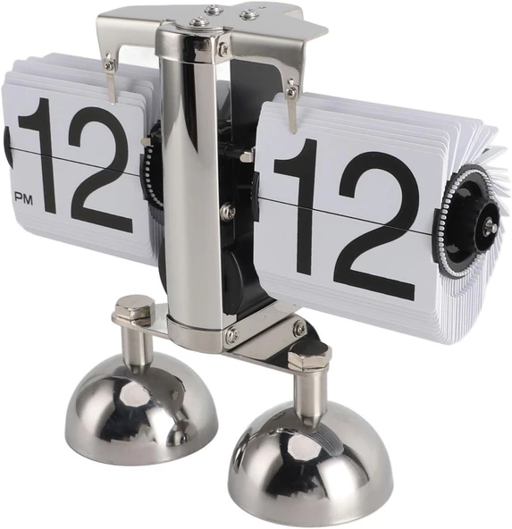 Valkyrie Retro Metanik Yaprak Saat Ev Ofis Masa Saati Paslanmaz Çelik Çift Bacak Beyaz - 6