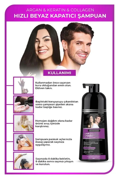 Morfose Siyahlaştırıcı Şampuan Argan Keratin Kolajen Büyük Boy 420 Ml - Resim 3