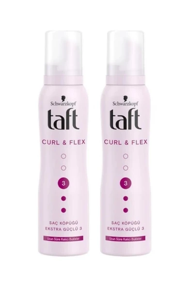 Taft Curl&Flex Saç Köpüğü 3 Numara Uzun Süre Kalıcı Bukleler 150 Ml 2 Adet