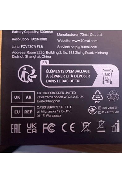 70MAİ Resmi Distribütör Garantili Up03 Park Gözetim Modu Kablosu M500 / Omni Hardwire Kit - Resim 6