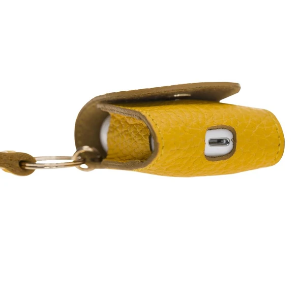 Apple AirPods 2.nesil Uyumlu Deri Kılıf Mai Snap FL12 Sarı - Resim 5