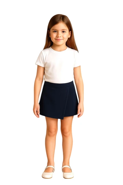 Likralı Penye Kız Çocuk Okul Şort Etek