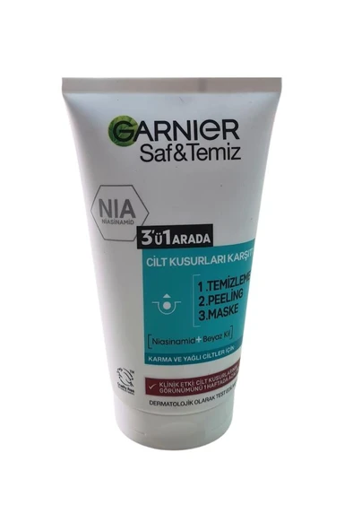 Garnier Saf & Temiz 3'ü 1 Arada (Peeling, Temizleme, Maske) 150 Ml