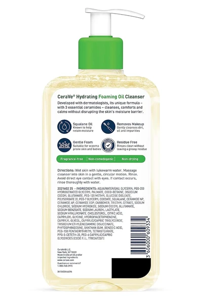 CeraVe Nemlendirici Köpüren Cilt Temizleyici Yağ 237ML - Resim 2