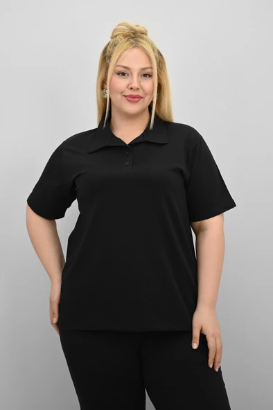 Kadın Büyük Beden Kısa Kollu Polo Yaka Eşofman Takımı 8188-25 - 8