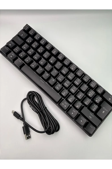 silabor T60 Siyah Renk Kırmızı Switch RGB Mekanik Kablolu Driverli Oyuncu Klavyesi T60 Mini Türkçe Q Klavye - 6