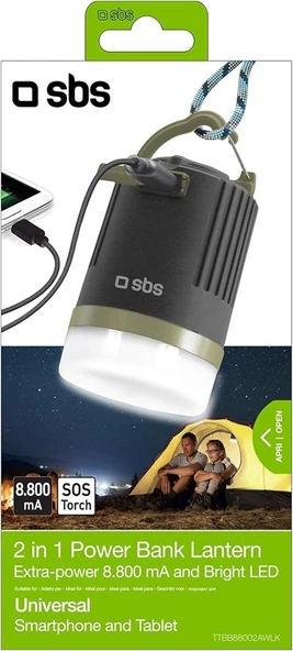OUTLET SBS Outdoor Waterproof Led Fenerli Taşınabilir Şarj Cihazı 8800 mAh (OUTLET) - 2