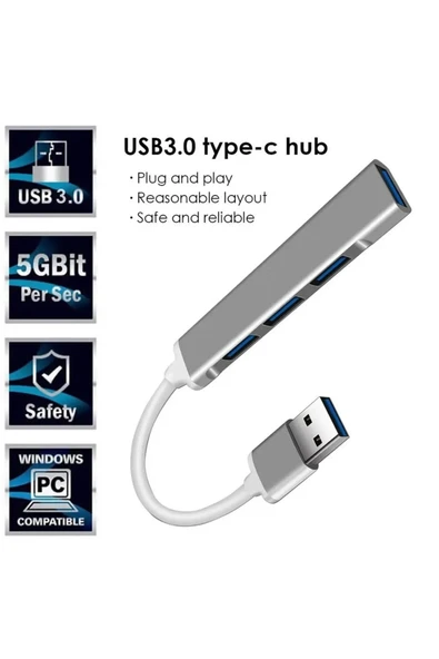 silabor 4 Port Usb 3.0 Hub Çevirici Çoğaltıcı Çoklayıcı Çoklama 4 Portlu Usb 3.0 Hub Çoklayıcı - 5