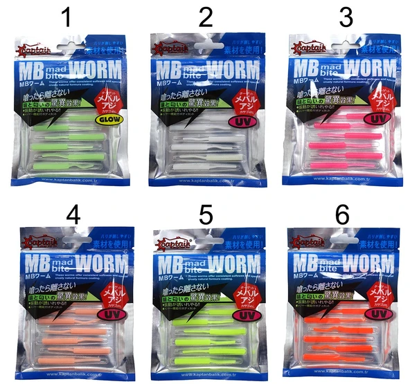 Captain 3520 Mini Worm Floating 5 cm Aromalı LRF Silikon Yem 10'lu  06 - 4