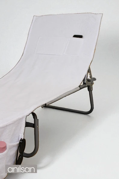 %100 Pamuk Şezlong Havlusu Beyaz 60x180 cm - Hızlı Kuruyan Plaj ve Havuz Havlusu - 2