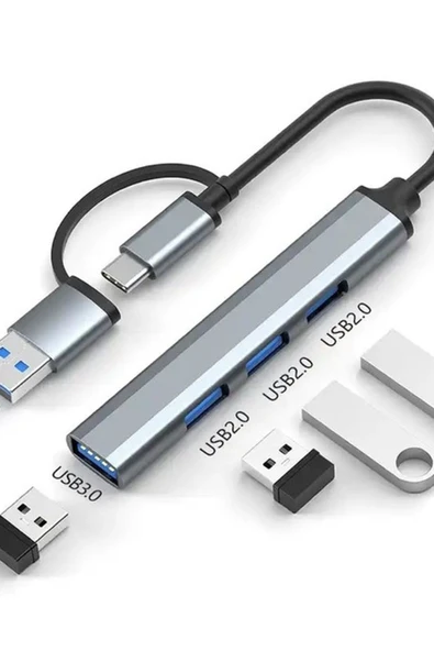 silabor Usb 3.0 Type-c Uyumlu 1xusb 3.0 3xusb 2.0 Hub Otg Çoğaltıcı - 4